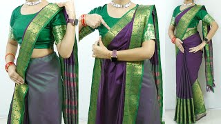 Cotton silk saree draping tutorial step by step  Sari draping guide in easy amp simple step  Sari [upl. by Duaner]