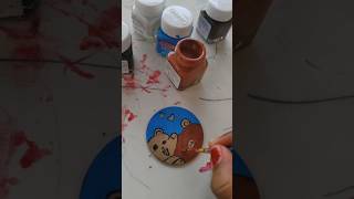 cute little painting on MDF wooden keychaincute panda art painting [upl. by Law]