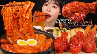 ASMR MUKBANG 직접 만든 떡볶이 양념치킨 김밥 먹방 amp 레시피 FRIED CHICKEN AND Tteokbokki EATING [upl. by Aetnahs809]