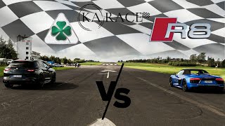 Alfa Romeo Stelvio Quadrifoglio vs Audi R8 Spyder  DRAG RACE [upl. by Maude]