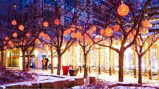 CHRISTMAS Lights at TORONTO YORKVILLE Holiday Magic village Christmas Canada 4K [upl. by Aidne]