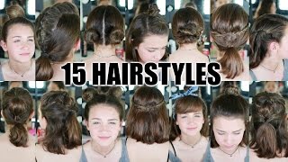 15 Heatless Hairstyles for SHORT hair BACK TO SCHOOL [upl. by Berry795]