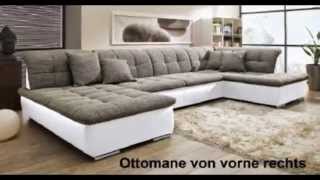 u WOHNLANDSCHAFT SOFA COUCH Wohnzimmer Strukturstoff LEDER imitat SW [upl. by Stiruc]