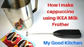 How to froth milk for cappuccino using IKEA Milk FrotherReview Portable hand blenderCheap and best [upl. by Edric]