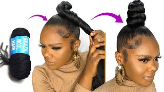 😱 5 MINUTES QUICK HAIRSTYLE USING BRAZILIAN WOOL [upl. by Tasiana345]