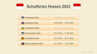 Schulferien Hessen 2023 [upl. by Uahsoj]