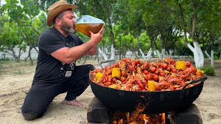 I Cooked Live Crayfish in a Cauldron over a Fire The Best Beer Snack [upl. by Eriam500]