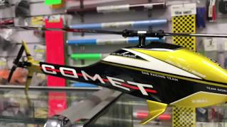 Tareq Alsaadi mini comet 3d flight inside hobby center Dubai  rc heli stunt [upl. by Jarek940]