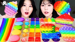 ASMR MUKBANG 레인보우 디저트 팝잇 푸쉬팝 아이스크림 마카롱 젤리 먹방 amp 레시피 RAINBOW DESSERT ICE CREAM MACARONS EATING [upl. by Ninon512]