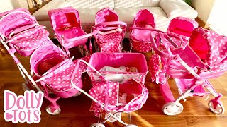 Unboxing 12 Dolly Tots Dolls Pram  Pushchair Twin Pram and Carriage Pram for Baby Dolls [upl. by Esertal950]