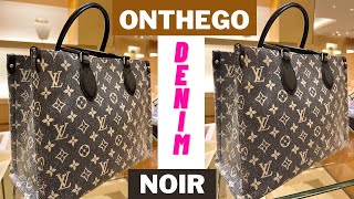 LOUIS VUITTON NEW ONTHEGO MM DENIM JACQUARD NOIR NOVEMBER RELEASE 2022 [upl. by Porche]