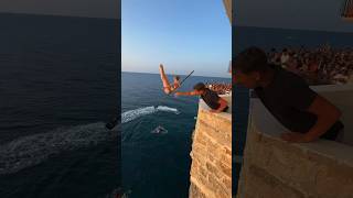 CLIFF DIVING OFF ITALIAN BALCONY 🤯🇮🇹 Who wants to see the results 🎥 BraveGang shorts [upl. by Siriso]