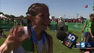 Vermont City Marathon womens open winner Hannah Rowe interview [upl. by Enilegnave]