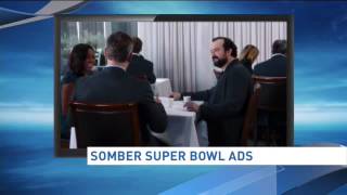 Companies strike serious somber tone in Super Bowl ads [upl. by Emilia144]