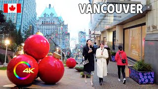 🇨🇦 【4K】🎄🎅 Downtown Vancouver BC Canada Christmas Walk From Morning to Night December 2023 [upl. by Keldon]