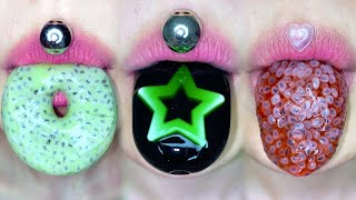 ASMR BLACK STAR PUDDING FROGEGG MELON DONUT CHIASEED FACE JELLY 블랙 별 푸딩 메론 도넛 먹방 eatingshow MUKBANG [upl. by Yleak194]