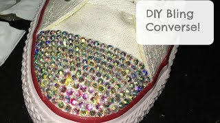 DIY BLING rhinestone CONVERSE shoes How to tortorial [upl. by Aina]