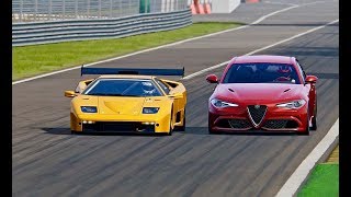 Alfa Romeo Giulia Quadrifoglio vs Lamborghini Diablo GTR [upl. by Notaek]