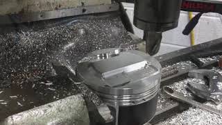 Nissan GTR piston machining [upl. by Suivatal]