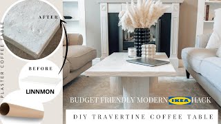 DIY Travertine coffee table  Budget friendly Modern IKEA hack Plaster coffee table  delilapipoly [upl. by Hallutama]