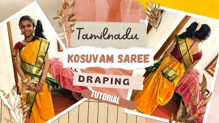 How to drape SAREE in PIN KOSUVAM style Tamilnadu KANDANGI style saree draping dancecostume saree [upl. by Pavior]