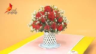 Red Rose paper craft  3D pop up can take out able [upl. by Krell]