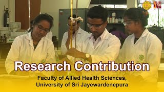 Research Contribution  Faculty of Allied Health Sciences University of Sri Jayewardenepura [upl. by Dranyer]