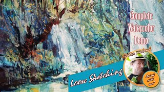 Loose Sketching in Watercolor  Jungle Falls [upl. by Euqcaj]