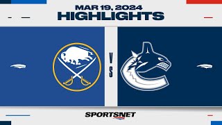 NHL Highlights  Sabres vs Canucks  March 19 2024 [upl. by Aerdno]