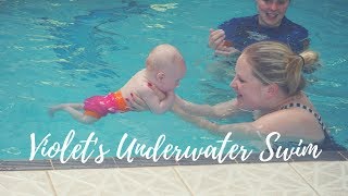 Water babies Baby Swimming Lesson  Underwater Swim  12 week old baby [upl. by Gilba]