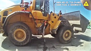 Disgruntled Former Employee Hijacks Front Loader and Leads Police on a SlowSpeed Chase [upl. by Annel658]