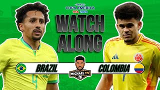 Brazil 11 Colombia Live  Copa America 2024  Watch Along [upl. by Loralee374]