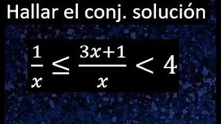 Inecuaciones racionales conjunto solución de una inecuación con fracciones x en el denominador [upl. by Anatnom]