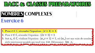 COMPLEXE EXERCICE 6 Suite de nombres complexes [upl. by Einaeg]