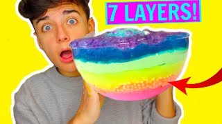 GIANT 7 LAYERS OF SLIME MIXING ALL MY FLUFF CRUNCHY CLOUD SLIME DIY SLIMESMOOTHIE [upl. by Cinom168]