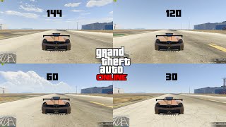 GTA V 30 vs 60 vs 120 vs 144 FPS CAR SPEED RACE HIGHER FPS gives you a racing advantage [upl. by Esmond]