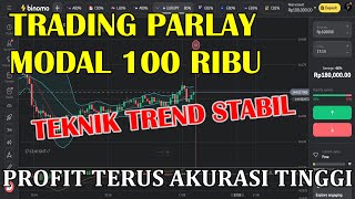 TRADING PARLAY BINOMO MODAL 100 RIBU PAKAI TEKNIK TREND STABIL [upl. by Agnizn]