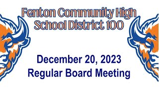 Fenton High School Board of Education Meeting December 20 2023 [upl. by Calan330]