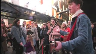 When The Buskers And Grafton Street Crowd Danced Along To Padraig Cahills Performance Of Hero [upl. by Yentterb]