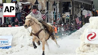 Skijoring blends rodeo and ski culture in Colorado town [upl. by Anaj834]