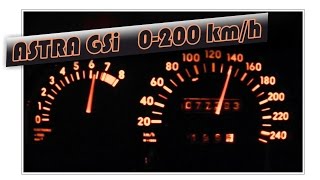 Opel Astra GSI 20 16v acceleration 0100 0200 kmh  before remap [upl. by Shelah877]