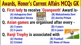 Awards Honors Persons in News Current Affairs MCQs GK Questions and Answers in English  India GK [upl. by Nelg]