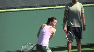 Agnieszka Radwanska on a practice court  Indian Wells [upl. by Norrab]