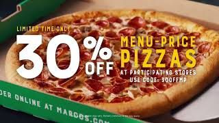 Marcos Pizza 30 Off All MenuPrice Pizzas [upl. by Kamin]