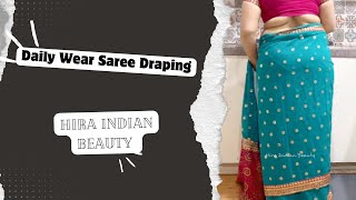 Hira Indian Beauty  cute daily wear saree draping in kitchen [upl. by Nayrbo]