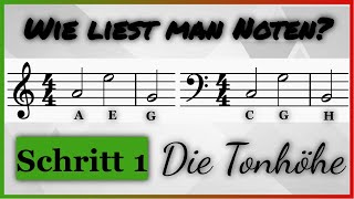 ♫♪ Wie liest man Noten  Musik Grundlagen  Schritt 1 Die Tonhöhe ♫♪ S1E1 [upl. by Coopersmith512]