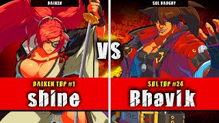 GGST  shine Baiken VS Rhavik Sol Badguy  Guilty Gear Strive High level gameplay [upl. by Amero326]