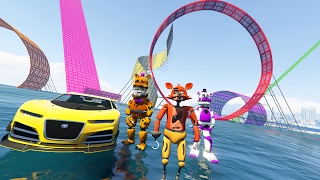 ANIMATRONICS STUNT ON WORLDS BIGGEST WATER RAMPS IN HISTORY GTA 5 Mods FNAF Funny Moments [upl. by Swirsky140]