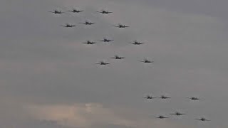 Flypast of 18 Spitfire amp Hurricane on Battle of Britain airshow Duxford Sept 2023  Sunday [upl. by Ibson]