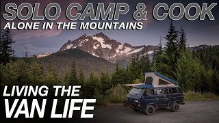 SOLO Camp amp Cook  Campfire Cooking in the Mountains  ASMR  Living The Van Life [upl. by Quintin]